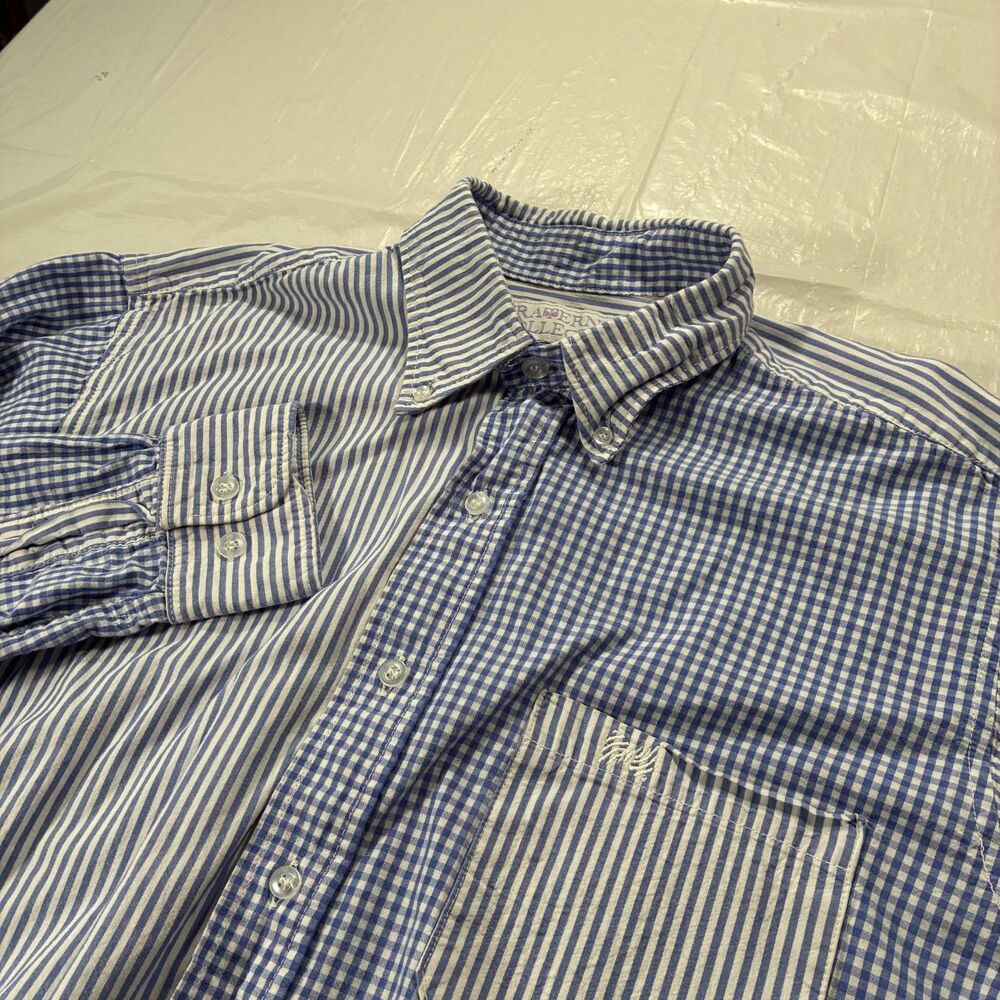Fraternity Collection Frat Button Down Blue Plaid Gingham Men's Large